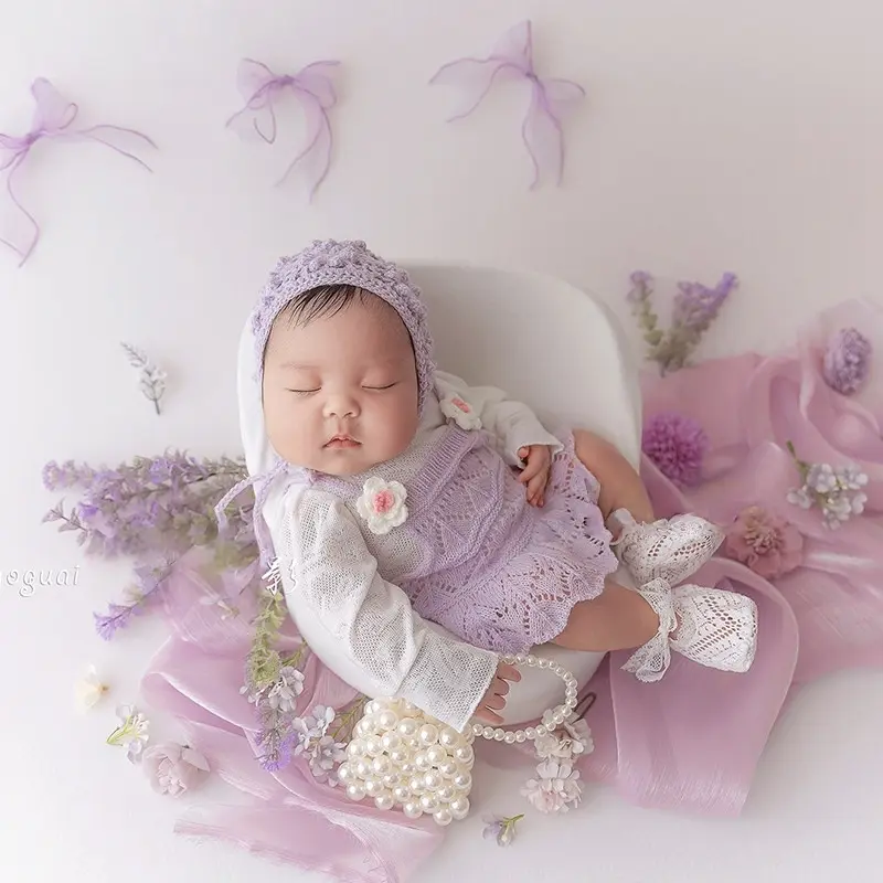 Girl Purple Floral Theme Set - Newborn Photography Props - Image 2